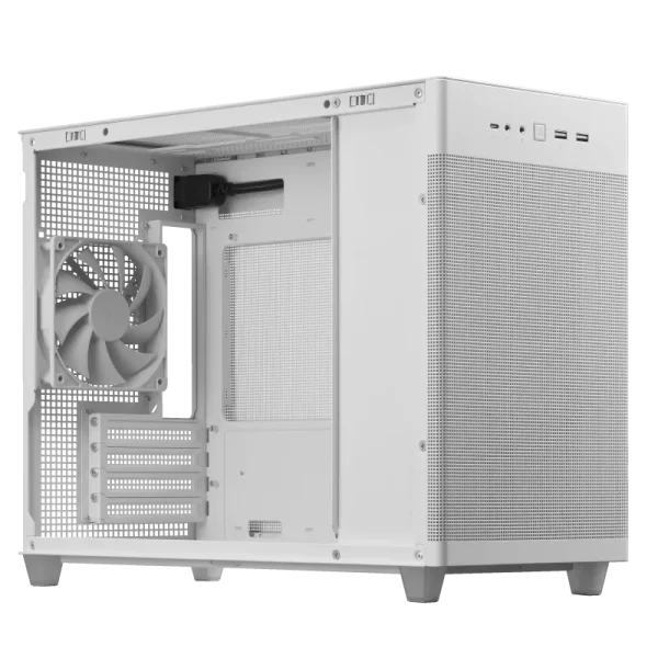 ASUS Prime AP201 MicroATX Case, support for 360 mm coolers, graphics cards up to 338 mm long, and standard ATX PSUs, White - Image 3