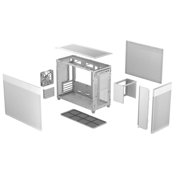 ASUS Prime AP201 MicroATX Case, support for 360 mm coolers, graphics cards up to 338 mm long, and standard ATX PSUs, White - Image 6