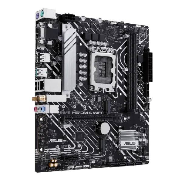 ASUS PRIME H610M-A WIFI Intel® H610 (LGA 1700) mATX motherboard with DDR5,PCIe 4.0, dual M.2 slots, Intel® 1Gb Ethernet, WIFI 5, DisplayPort, HDMI™, VGA, USB 3.2 Gen 2 ports, Addressable Gen 2 Headers - Image 2