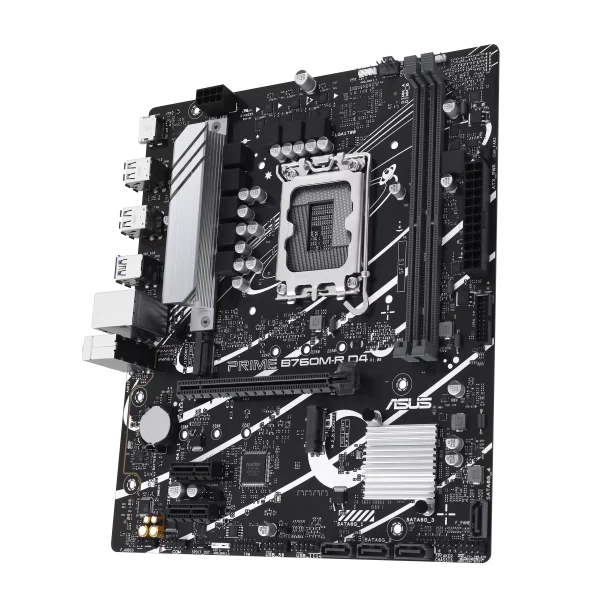 ASUS PRIME B760M-R D4 Intel® B760 LGA 1700 Micro-ATX Motherboard with PCIe 4.0, two PCIe 4.0 M.2 slots, DDR4, Realtek 2.5Gb Ethernet, HDMI™, SATA 6 Gbps, front USB 5Gbps ports, Aura Sync - Image 3