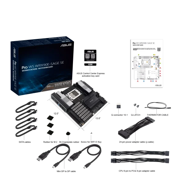 ASUS Pro WS WRX90E-SAGE SE AMD sTR5 EEB workstation motherboard, 7 PCIe 5.0 x16 slots, multi-GPU support, robust 32+3+3+3 power-stage design, CPU and memory overclocking ready, 4 PCIe 5.0 M.2 slots, dual 10 Gb LAN, PCIe Q-Release Slim - Image 6