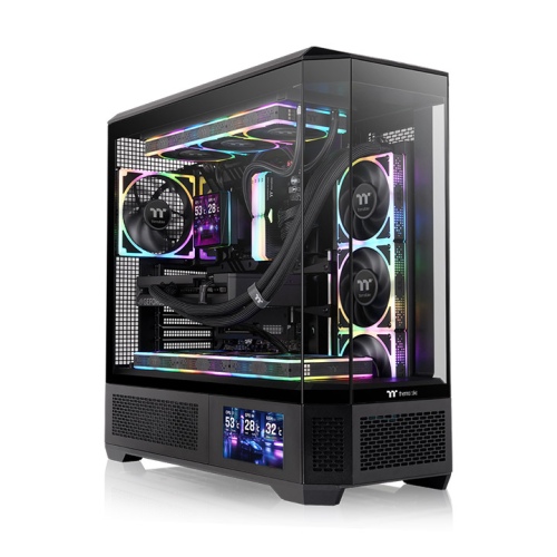 Thermaltake View 600 TG Full Tower Chassis, Four Panoramic Tempered Glass Panels, Massive 10-Fan & 420mm Radiator Support, E-ATX Full Tower Expansion Capacity, Black