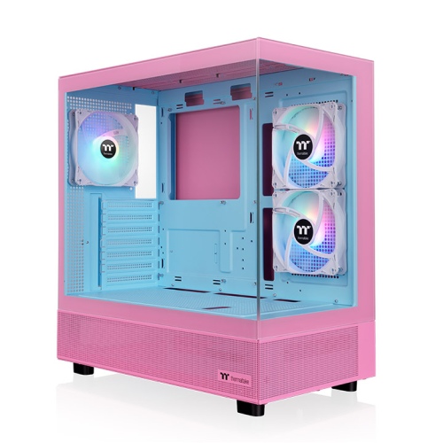 Thermaltake View 270 Plus TG ARGB Mid Tower Chassis, Dual Tempered Glass Panels (Front & Left), Three Pre-installed 120mm ARGB Lite Fans, ATX Mid Tower Panoramic Chassis, Pink