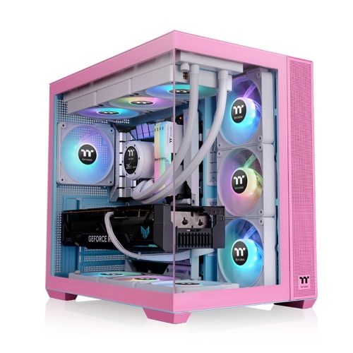 Thermaltake View 380 TG ARGB Mid Tower Chassis, Hidden-Connector Motherboard Support, Dual-Chamber Thermal Design, Four Pre-installed 120mm ARGB Lite Fans, Pink