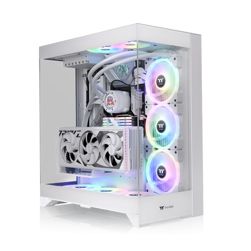 Thermaltake CTE E550 TG Mid Tower Chassis, Three-Panel Panoramic Tempered Glass View, Hidden-Connector Motherboard Support (BTF/Project Zero), Versatile Three-Way GPU Installation Options, White