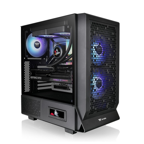 Thermaltake Ceres 330 TG ARGB Mid Tower Chassis, Hidden-Connector Motherboard Support (BTF/Project Zero), 55% Perforated High-Airflow Panels, Three Pre-installed CT140 Fans, Black