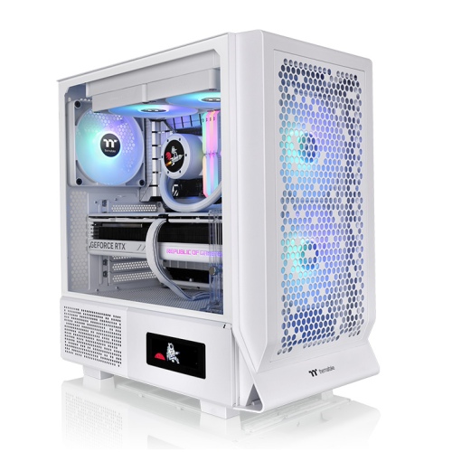 Thermaltake Ceres 330 TG ARGB Mid Tower Chassis, Hidden-Connector Motherboard Support (BTF/Project Zero), 55% Perforated High-Airflow Panels, Three Pre-installed CT140 Fans, White