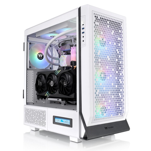 Thermaltake Ceres 500 TG ARGB Mid Tower Chassis, Massive 420mm Radiator Support, Four Pre-installed CT140 ARGB Fans, 60% Perforated Panels for Maximum Airflow, White