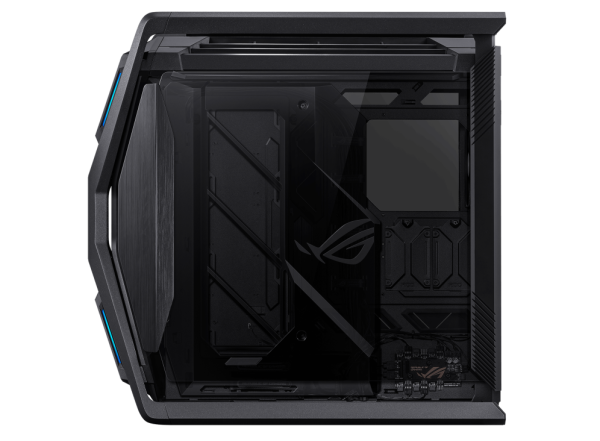 ASUS ROG Hyperion GR701 E-ATX computer case, 420 mm dual radiator support, four 140 mm fans, metal GPU holder, component storage, ARGB fan hub, 60W fast charging, Black - Image 6