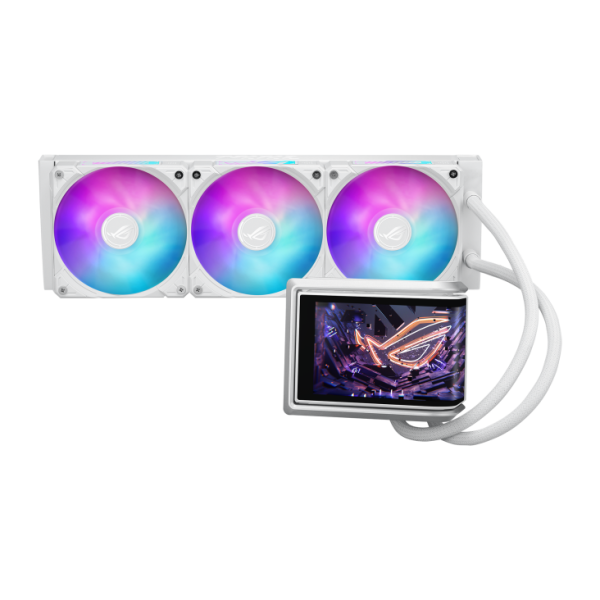 ASUS ROG RYUO IV 360 ARGB WHITE Liquid Cooler, Aura Fan Edge, 6.67-Inch Curved 2K AMOLED Display, White - Image 2