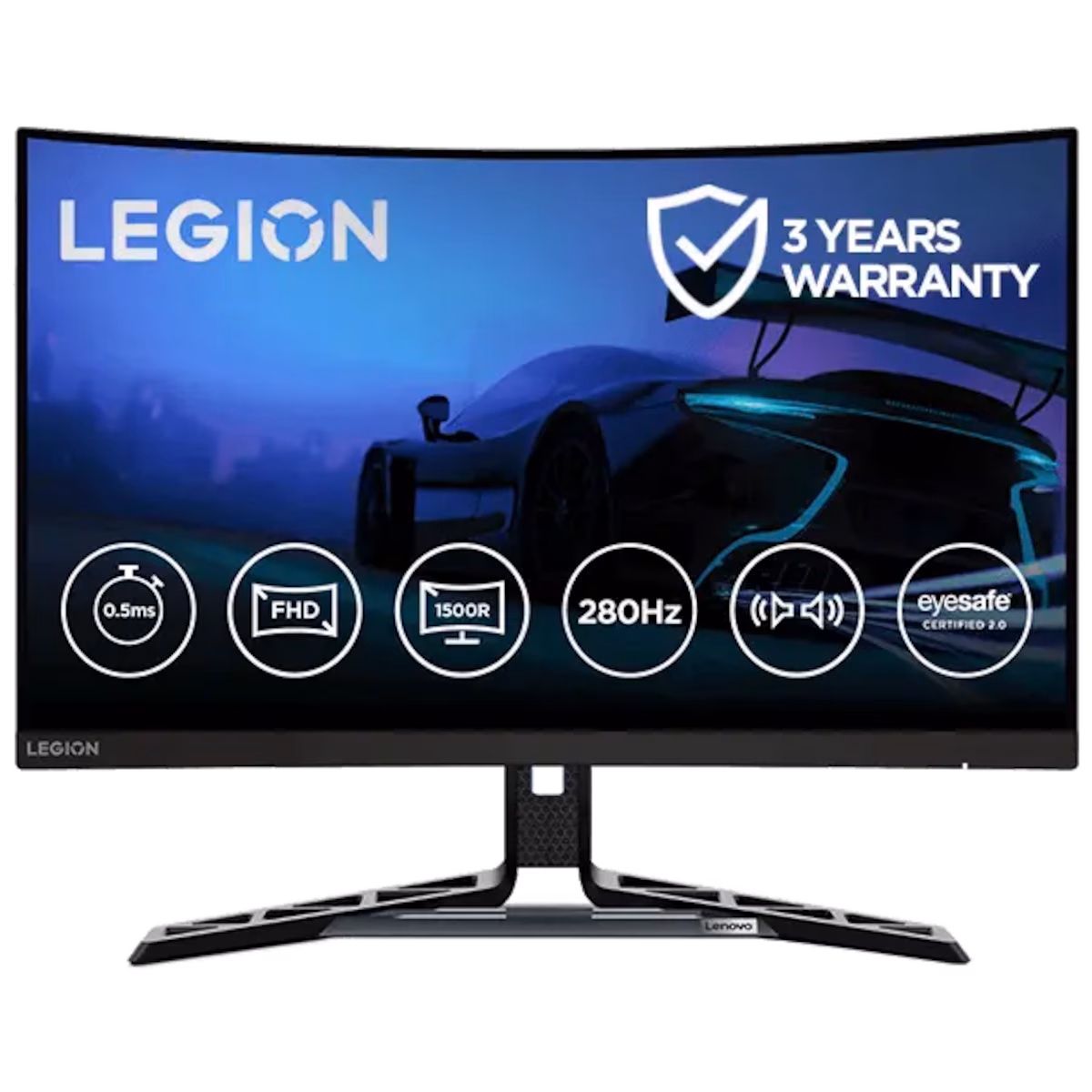 Lenovo Legion R27fc-30 27" FHD Curved Monitor, VA Panel, 280Hz Refresh Rate, 0.5 ms Fast Response Time, AMD FreeSync™ Premium, Black