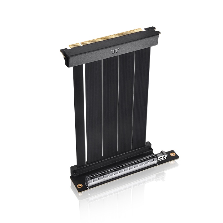 Thermaltake PCI-E 4.0 Dual 90 Degree Riser Cable 130mm, EMI shielding cover, Black