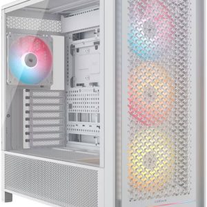 Corsair FRAME 5000D RS ARGB Mid-Tower Airflow Case, Tempered Glass, 360mm Radiator Support, 4x RS140 ARGB Pre-Installed Fans, White