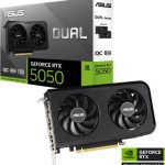ASUS Dual GeForce RTX™ 5050 8GB GDDR6 OC Edition Graphics Cards, Advanced AI Performance with 421 TOPs, OC Mode 2677 MHz Boost Clock for Extra Power, PCI Express 5.0 Support for High-Speed Data, Black