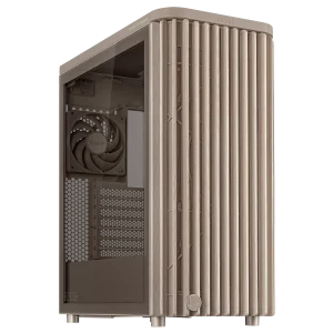 ASUS ProArt PA401 Wood Edition Beige - Tempered Glass Panel, Build-in two 160mm front fans and one 120mm rear fan, along with an integrated fan hub,