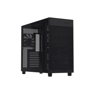 ASUS Prime AP303 - Tempered Glass Panel, ATX case with support for graphics cards up to 360mm long, 360mm radiators up to 60mm thick, and ATX PSUs up to 180mm long, Black
