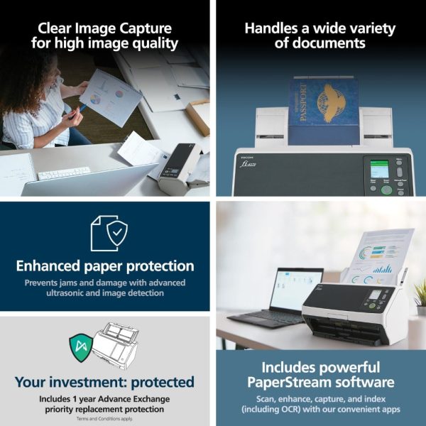 Ricoh FI-8170 High Speed Desktop Document Scanner, Double-sided scanning of up to 70 pages per minute, White - Image 5