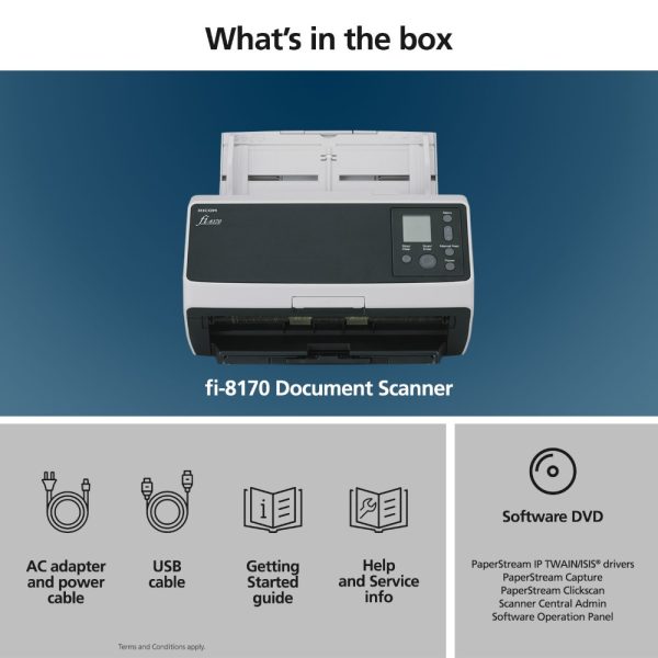 Ricoh FI-8170 High Speed Desktop Document Scanner, Double-sided scanning of up to 70 pages per minute, White - Image 3