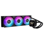 ASUS TUF Gaming LC III 360 ARGB LCD all-in-one liquid CPU cooler with pre-installed & integrated triple fans designed for high airflow and static pressure; 2.8" LCD for hardware monitoring, custom GIFs and MP4 video clips