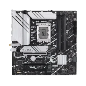 ASUS PRIME B760M-A WIFI D4 Intel® B760 (LGA 1700) mATX motherboard, PCIe 4.0, two M.2 slots, Realtek 2.5Gb Ethernet, Wi-Fi 6, DisplayPort, Dual HDMI®, SATA 6 Gbps, rear USB 3.2 Gen 2, front USB 3.2 Gen 1 Type-C®, Aura Sync