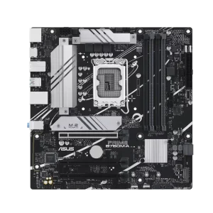 ASUS PRIME B760M-A-CSM Intel® B760 (LGA 1700) mATX motherboard with PCIe 4.0, DDR5, two M.2 slots, Realtek 2.5Gb Ethernet, DisplayPort, Dual HDMI™, SATA 6 Gbps, rear USB 3.2 Gen 2, front USB 3.2 Gen 1 Type-C®, Aura Sync