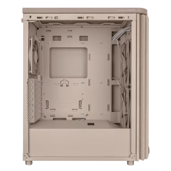 ASUS ProArt PA401 Wood Edition Beige - Tempered Glass Panel, Build-in two 160mm front fans and one 120mm rear fan, along with an integrated fan hub, - Image 4