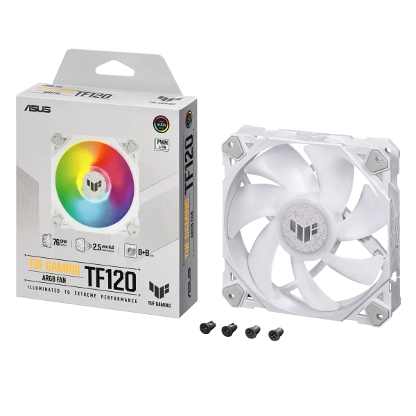 ASUS TUF Gaming TF120 ARGB Fan White Edition - Single Pack - Image 4