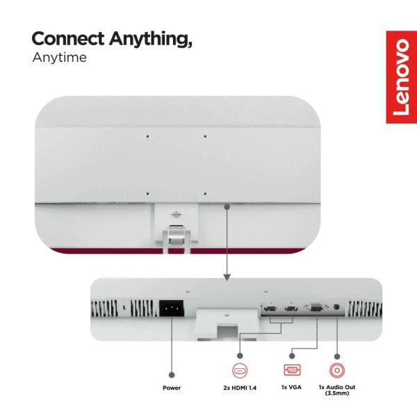Lenovo L27i-4A 27" Monitor, IPS panel, 100Hz refresh rate, 1ms MPRT Response Time, 99% sRGB color coverage, Silver - Image 5