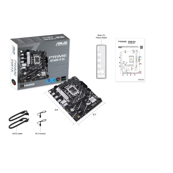 ASUS PRIME B760M-R D4 Intel® B760 LGA 1700 Micro-ATX Motherboard with PCIe 4.0, two PCIe 4.0 M.2 slots, DDR4, Realtek 2.5Gb Ethernet, HDMI™, SATA 6 Gbps, front USB 5Gbps ports, Aura Sync - Image 4