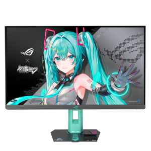ASUS ROG Strix XG27ACMEG-G Hatsune Miku Edition Monitor – 27-inch 2560x1440, 260Hz OC (Above 144Hz), 0.3ms (min.), Fast IPS, Extreme Low Motion Blur Sync, USB Type-C, G-Sync compatible, DisplayWidget Center, tripod socket, HDR, Aura Sync, Black