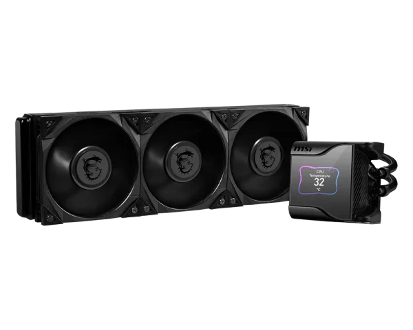 MSI MEG CORELIQUID S360 Liquid Cooler, 2.4” IPS display, 60mm fan is placed within the water block, MSI’S MEG SILENT GALE P12, Black - Image 4