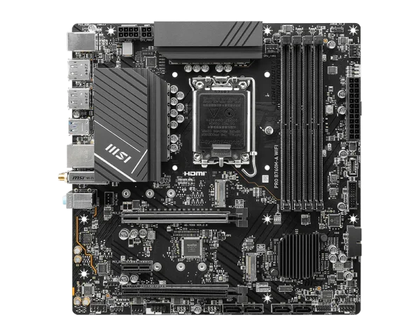 MSI PRO B760M-A WIFI Motherboard, Supports DDR5 Memory, Dual Channel DDR5 6800+MHz (OC), 2.5G LAN with Wi-Fi 6E Solution, Black - Image 2
