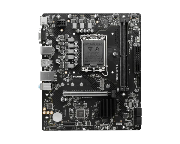 MSI PRO B760M-E Motherboard, Lightning Gen 4 PCI-e with Steel Armor, Supports DDR5 Memory, Dual Channel DDR5 6400+MHz (OC), Black - Image 2