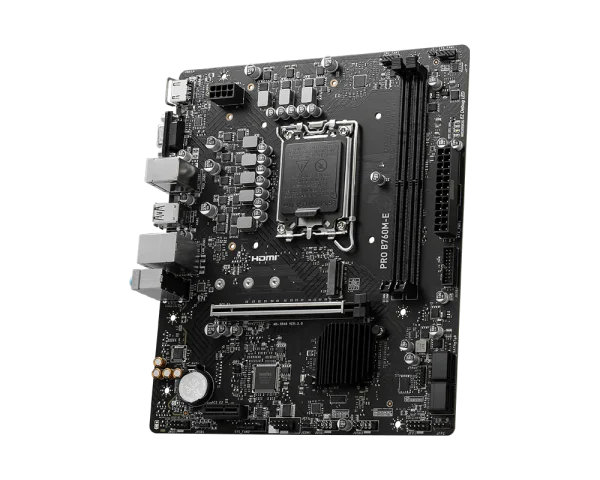 MSI PRO B760M-E Motherboard, Lightning Gen 4 PCI-e with Steel Armor, Supports DDR5 Memory, Dual Channel DDR5 6400+MHz (OC), Black - Image 4