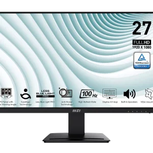 MSI PRO MP273A 27" Business Productivity Monitor, 1920 x 1080 (FHD) Display, IPS Panel, 100Hz Refresh Rate, 1ms (MPRT) / 4ms (GTG) Response Time, Black