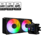 MSI MPG CORELIQUID D240 Liquid Cooler, 2.4” Customizable IPS display, Latest CPU socket supported: Intel LGA 1700 & AMD AM5, Black