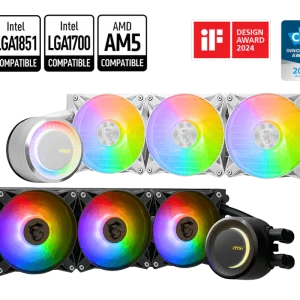 MSI MAG CORELIQUID E360 Liquid Cooler, Rotatable water block cap for 270-degree, White