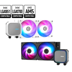 MSI MAG CORELIQUID A13 240mm Liquid Cooler, AM5 / AM4 Support, LGA 1700 / 1851 Support, Aluminum Material, White