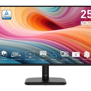 MSI PRO MP251L E2 25" Business Productivity Monitor, 120Hz high refresh rate, Standard VESA mountable design, Black