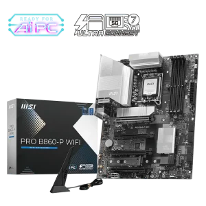 MSI PRO B860-P WIFI Motherboard, Supports Intel® Core™ Ultra Processors (Series 2) LGA 1851, Wi-Fi 7, Black