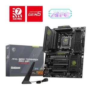 MSI MAG B850 TOMAHAWK MAX WIFI Motherboard, Socket AM5, Supports AMD Ryzen™ 9000/ 8000/ 7000 Series Desktop Processors, Wi-Fi 7