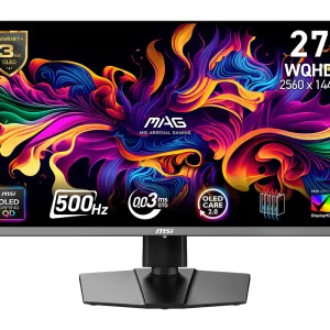 MSI MAG 272QP QD-OLED X50 27" Gaming Monitor, 3rd-gen QD-OLED panel , 500Hz refresh rate, 0.03ms (GtG) response time, DisplayHDR True Black 500, HDMI 2.1 ports, Black