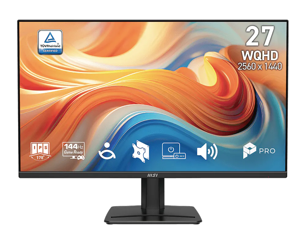 MSI PRO MP275Q E14 27″ Business Productivity Monitor, 2560 x 1440 (WQHD) IPS Panel, 144Hz Refresh Rate, 1ms (MPRT) / 4ms (GtG) Response Time, Black
