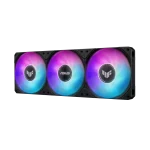 ASUS TUF Gaming LC III 360 ARGB LCD all-in-one liquid CPU cooler with pre-installed & integrated triple fans designed for high airflow and static pressure; 2.8" LCD for hardware monitoring, custom GIFs and MP4 video clips - Image 2