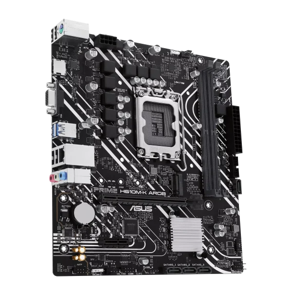 ASUS PRIME H610M-K ARGB Intel® H610 (LGA 1700) micro-ATX motherboard, DDR5, PCIe 4.0, M.2 slot, Realtek 1 Gb Ethernet, HDMI™, VGA, USB 3.2 Gen 1, SATA 6 Gbps, Addressable Gen 2 headers, Aura Sync - Image 2