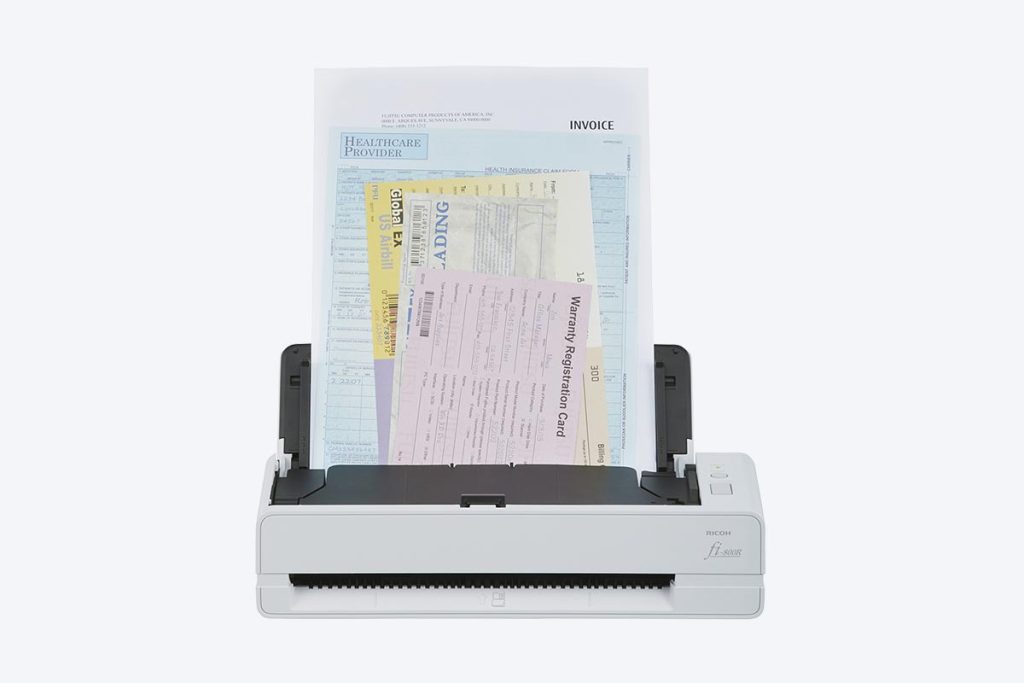 Ricoh Fi-800R Ultra-compact Document Scanner, double-sided scanning speeds up to 40 pages per minute, White