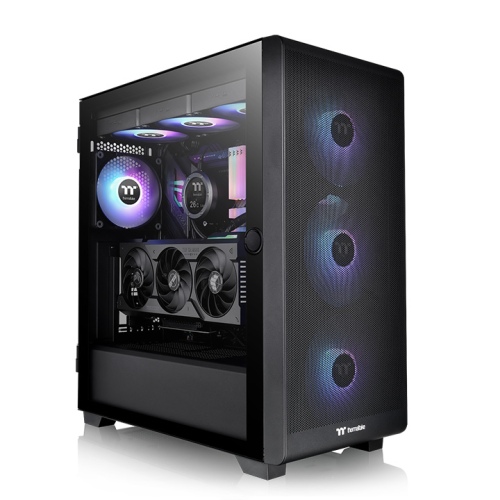 Thermaltake S250 TG ARGB Mid Tower Chassis, Four Pre-installed CT120 ARGB Fans, High-Airflow Mesh Front Panel, Universal ATX Motherboard Support, Black