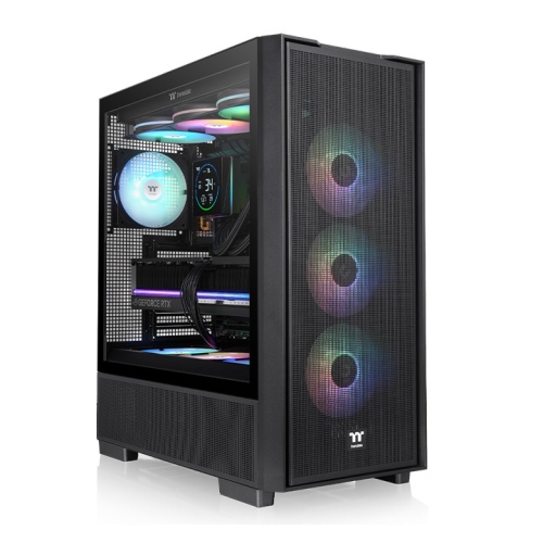 Thermaltake S380 TG ARGB Mid Tower Chassis, Unique PSU Cover SF360 Reverse Fan, Two Pre-installed ARGB PWM Fans, Optimized Direct-to-GPU Airflow, Black