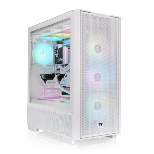 Thermaltake S380 TG ARGB Mid Tower Chassis, Unique PSU Cover SF360 Reverse Fan, Two Pre-installed ARGB PWM Fans, Optimized Direct-to-GPU Airflow, White
