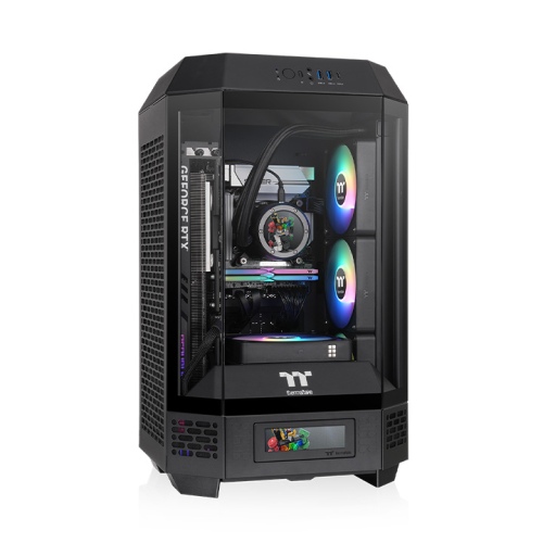Thermaltake The Tower 250 Mini Tower Chassis, Vertical Octagonal Prism Design, 360mm AIO Radiator Support, Supports Up to 8 Fans, Black